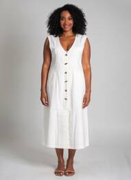 Rochie lungă croială evazată fără mâneci alb ADORE femeie