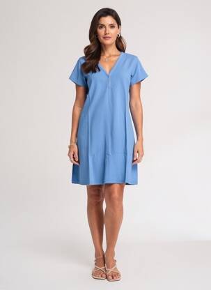 Rochie scurtă mâneci scurte mâneci scurte albastru LOVE BY MD femeie