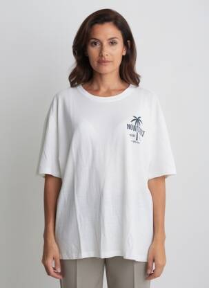 Tricou croială dreaptă mâneci scurte alb MONTAGUT femeie