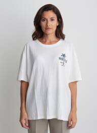 Tricou croială dreaptă mâneci scurte alb MONTAGUT femeie