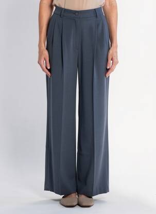 Pantalon larg țesătură crep talie înaltă gri LOULOU STUDIO femeie
