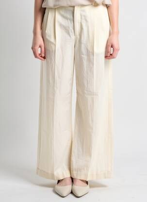 Pantalon larg închidere cu fermoar sub clapetă cu nasturi talie înaltă bej A.P.C. femeie