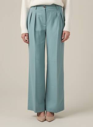 Pantalon larg țesătură crep talie înaltă albastru LOULOU STUDIO femeie