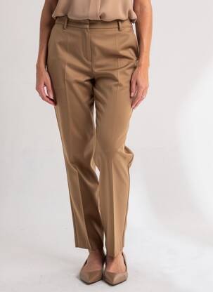 Pantalon slim țesătură poplin mărime normală maro MAX MARA femeie