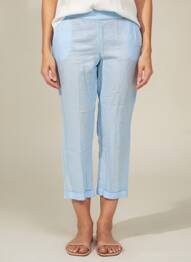 Pantalon 7/8 talie elastică mărime normală albastru WHYCI MILANO femeie