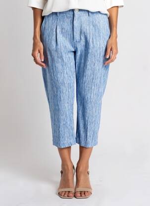 Pantalon 7/8 talie înaltă talie înaltă albastru MII femeie