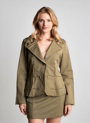Jachete casual guler tip costum verde SECTION URBAINE femeie
