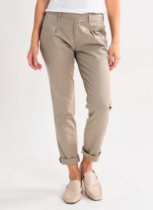 Pantalon chino țesătură poplin talie înaltă maro CHEAP MONDAY femeie