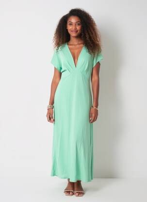 Rochie lungă mâneci scurte mâneci scurte verde KILKY femeie