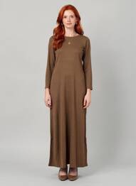 Rochie lungă mâneci lungi mâneci lungi maro GRACE & MILA femeie