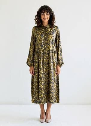Rochie lungă mâneci lungi mâneci lungi albastru ELLE EST OU LA MER femeie