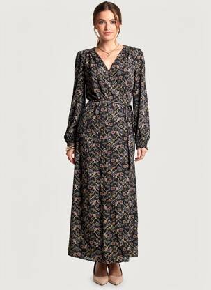 Rochie lungă mâneci lungi mâneci lungi negru GRACE & MILA femeie