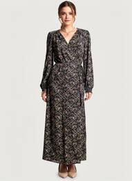 Rochie lungă mâneci lungi mâneci lungi negru GRACE & MILA femeie