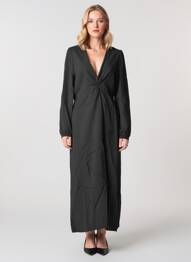 Rochie lungă mâneci lungi mâneci lungi negru GRACE & MILA femeie