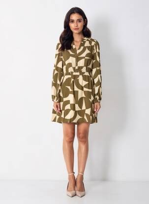 Rochie scurtă mâneci lungi mâneci lungi verde GRACE & MILA femeie