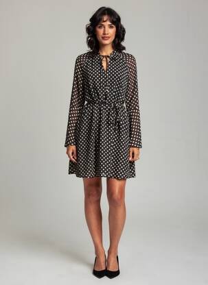 Rochie scurtă mâneci lungi mâneci lungi negru CERISE BLUE femeie
