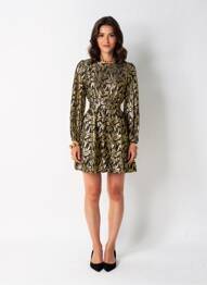 Rochie scurtă mâneci lungi mâneci lungi auriu KILKY femeie