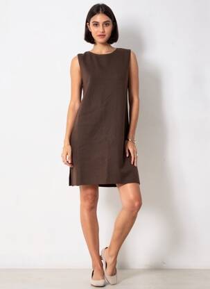 Rochie scurtă fără mâneci fără mâneci maro GRACE & MILA femeie