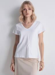 Tricou serigrafie flockată mâneci scurte alb PIECES femeie