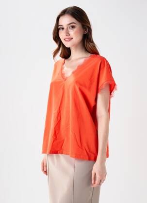Tricou croială dreaptă mâneci scurte portocaliu KILKY femeie