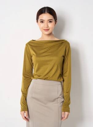 Tricou mâneci lungi mâneci lungi verde GRACE & MILA femeie