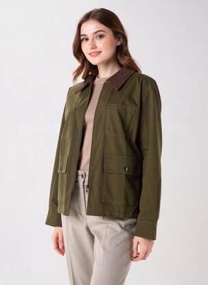 Jachete casual croială dreaptă verde GRACE & MILA femeie