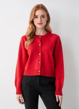 Vestă cu mâneci lungi guler rotund roșu GRACE & MILA femeie