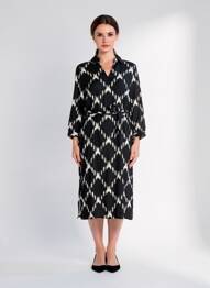 Rochie midi imprimeu fantezie mâneci lungi negru STREET ONE femeie