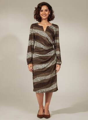 Rochie midi mâneci lungi mâneci lungi maro K-DESIGN femeie