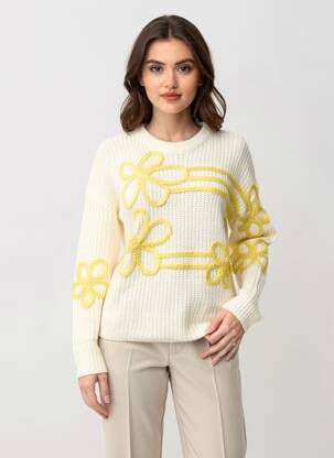 Pulover croială dreaptă mâneci lungi galben ZOE ZONE OF EMBROIDERED femeie