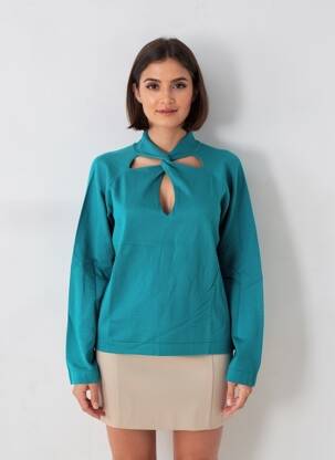 Pulover croială cambrată mâneci lungi albastru ZOE ZONE OF EMBROIDERED femeie