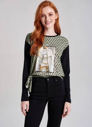 Tricou mâneci lungi mâneci lungi negru GAUDI femeie