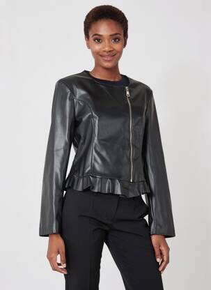 Geci din piele ecologică croială cambrată negru AMELIE & AMELIE femeie