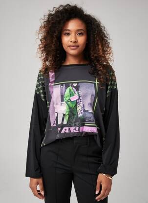 Tricou mâneci lungi mâneci lungi negru GAUDI femeie