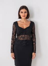 Top elasticitate mâneci lungi negru GUESS femeie