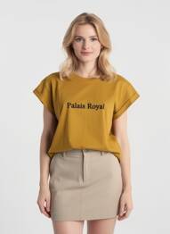 Tricou serigrafie flockată mâneci scurte verde GRACE & MILA femeie