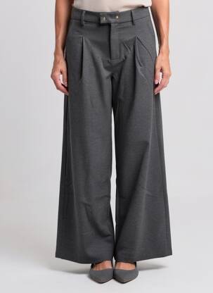 Pantalon larg talie cu cleme talie înaltă gri ELLE EST OU LA MER femeie