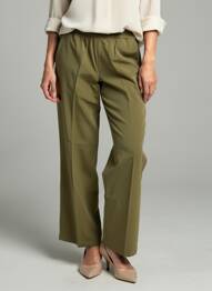Pantalon drept talie elastică mărime normală verde GRACE & MILA femeie