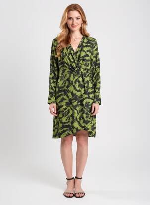 Rochie midi imprimeu fantezie mâneci lungi verde JDY femeie