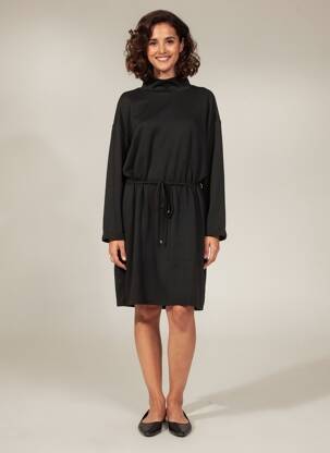 Rochie midi mâneci lungi mâneci lungi negru FRANSA femeie