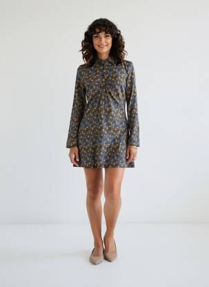Rochie scurtă mâneci lungi mâneci lungi albastru LINGAM femeie