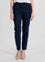 Pantalon slim țesătură poplin mărime normală albastru FRANSA femeie