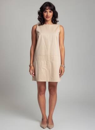Rochie scurtă fără mâneci fără mâneci bej ZEPELINE femeie