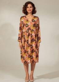 Rochie midi imprimeu floral bretele subțiri portocaliu PALME femeie