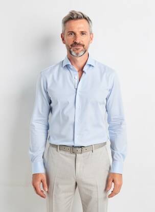 Cămașă cu mâneci lungi croială cambrată albastru ETERNA bărbat