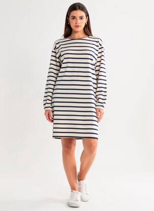 Rochie scurtă mâneci lungi mâneci lungi albastru ICHI femeie