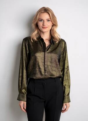 Cămașă croială dreaptă mâneci lungi auriu YA YA FASHION femeie