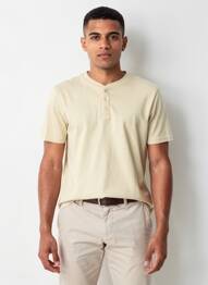 Tricou guler tunisian mâneci scurte bej MUSTANG bărbat