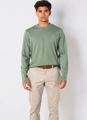 Tricou broderie mâneci lungi verde MUSTANG bărbat