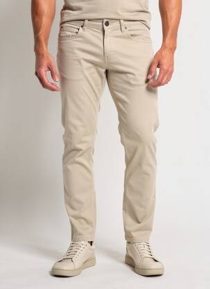 Pantalon slim țesătură poplin mărime normală bej TELERIA ZED bărbat